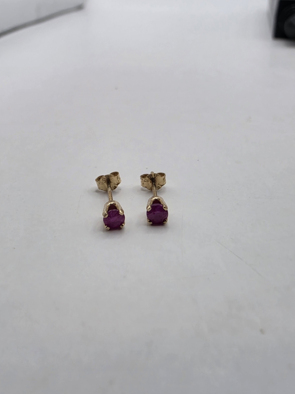 14K Yellow Gold Ruby Stud Earrings